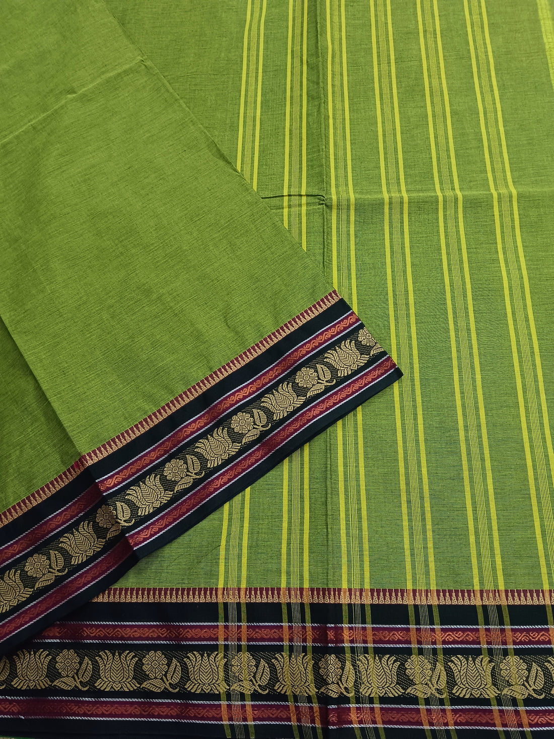 Chettinad Cotton -Daily Wear -Lemon Yellow mixed Green- CDW57