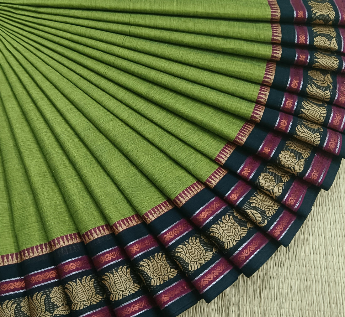 Chettinad Cotton -Daily Wear -Lemon Yellow mixed Green- CDW57