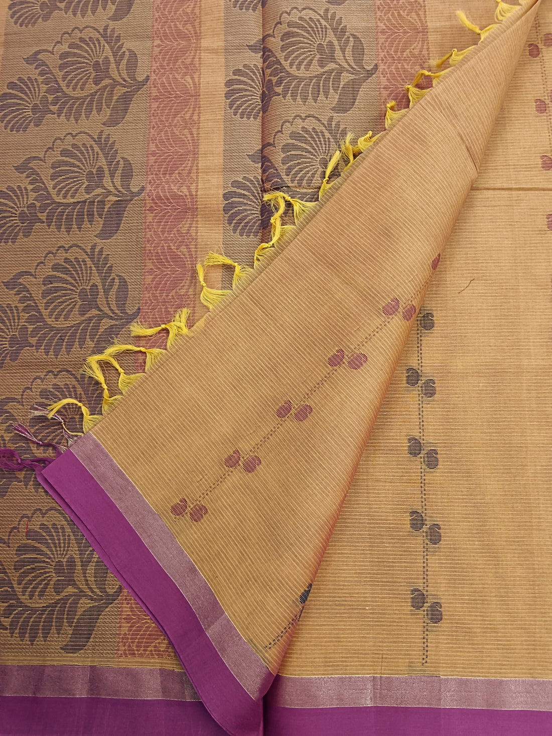 Negamam Cotton Saree -yellow mixed Maroon dual tone- NC 14