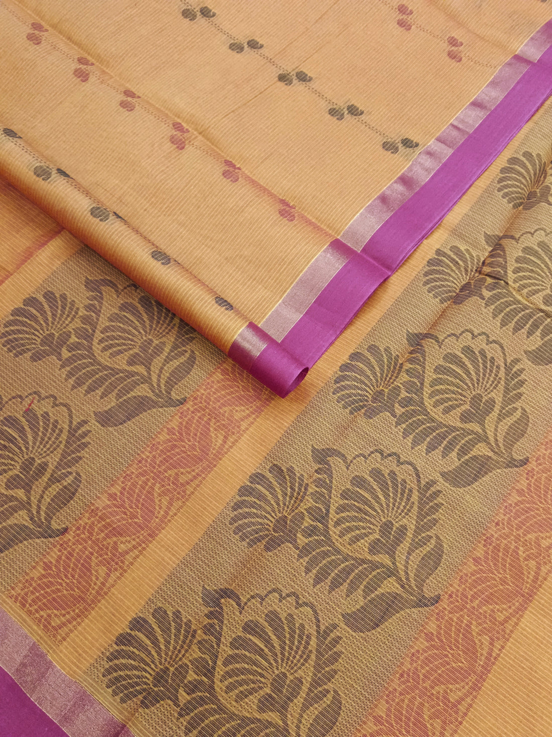 Negamam Cotton Saree -yellow mixed Maroon dual tone- NC 14