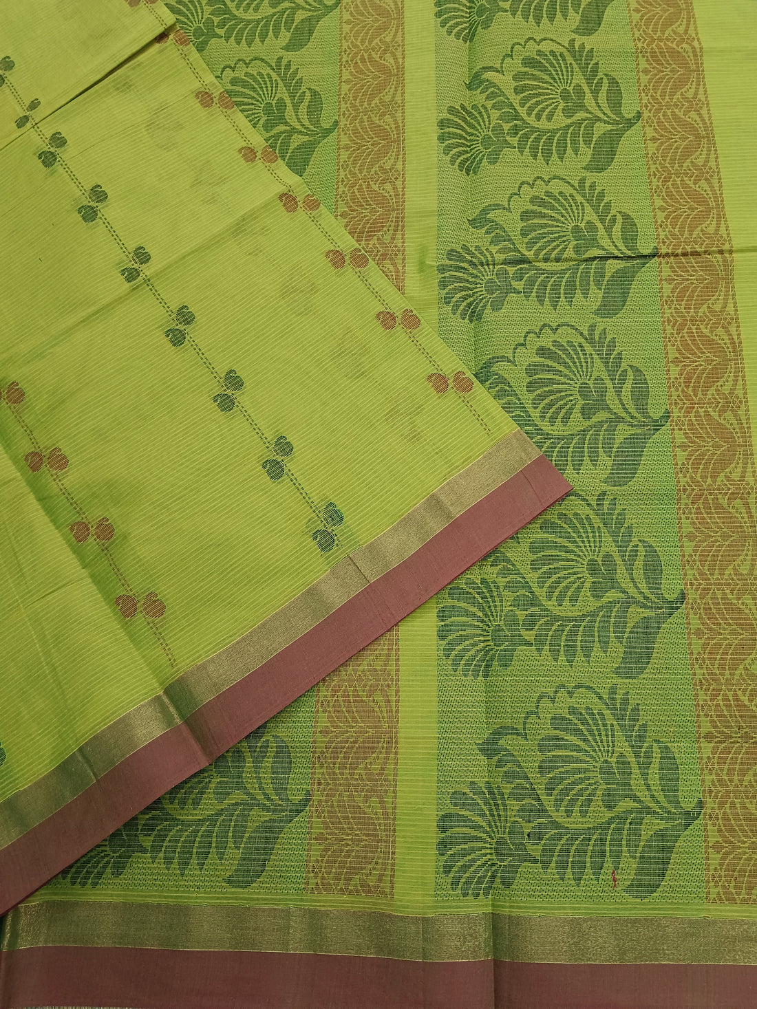 Negamam Cotton Saree -Yellow mixed Green Dual tone- NC 17