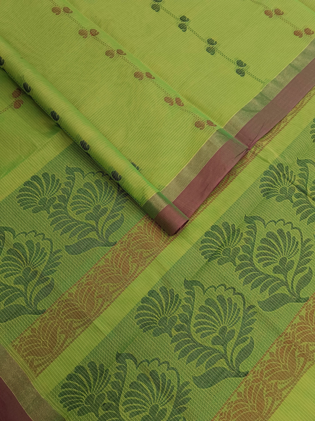 Negamam Cotton Saree -Yellow mixed Green Dual tone- NC 17