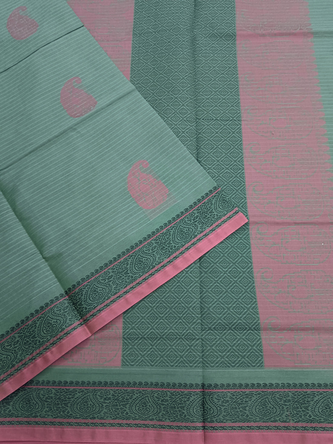 Negamam Cotton Saree -Greenish Grey- NC 21