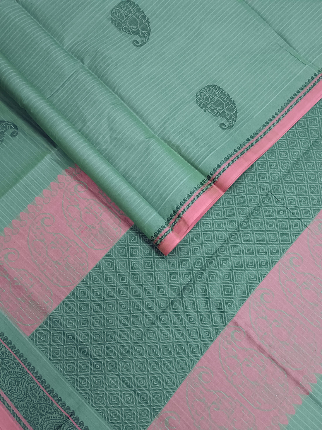 Negamam Cotton Saree -Greenish Grey- NC 21