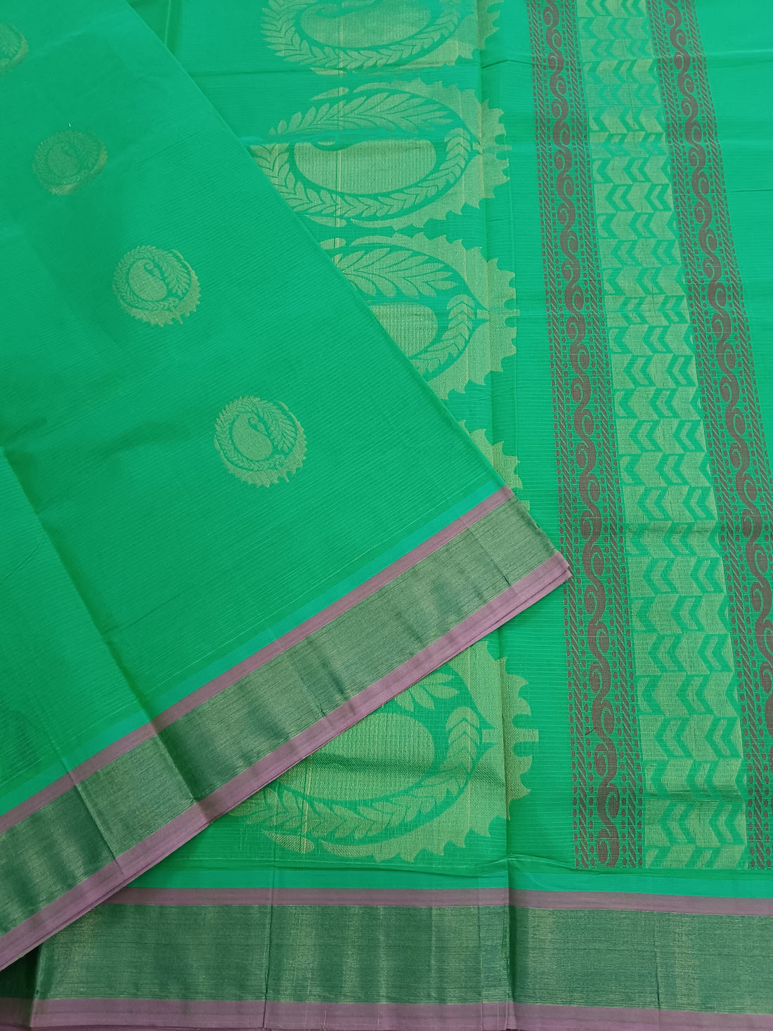 Negamam Cotton Saree -parrot green- NC 22