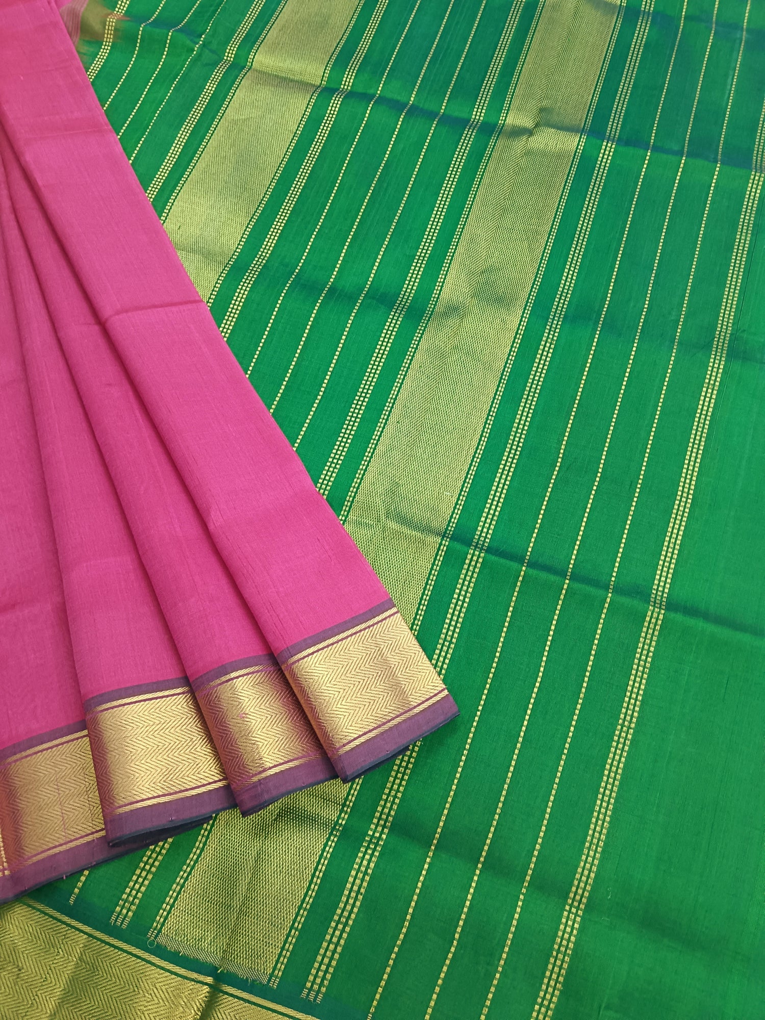 Handloom Kanchi  Silk Cotton - Plain - Lotus pink- HSC39