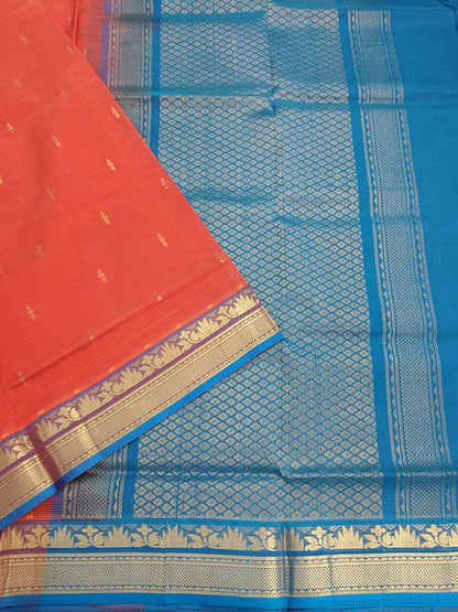 Handloom Kanchi  Silk Cotton - Butta-Red- HSC46