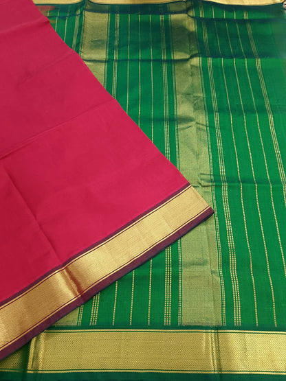 Handloom Kanchi  Silk Cotton - Plain - Red- HSC40