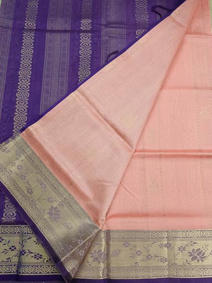 Handloom Kanchi  Silk Cotton -All over Design-Pastel orange- HSC51