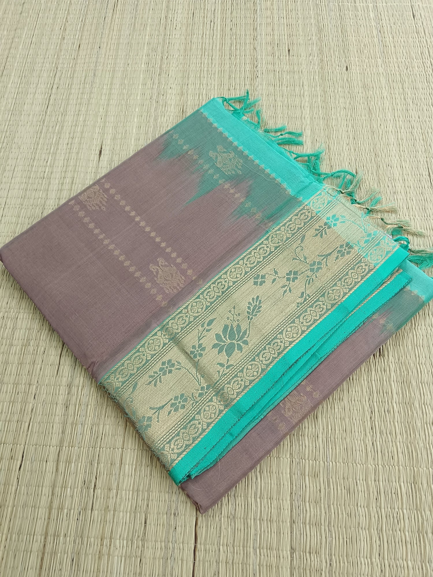 Handloom Kanchi  Silk Cotton -All over Design-Choclate brown- HSC49