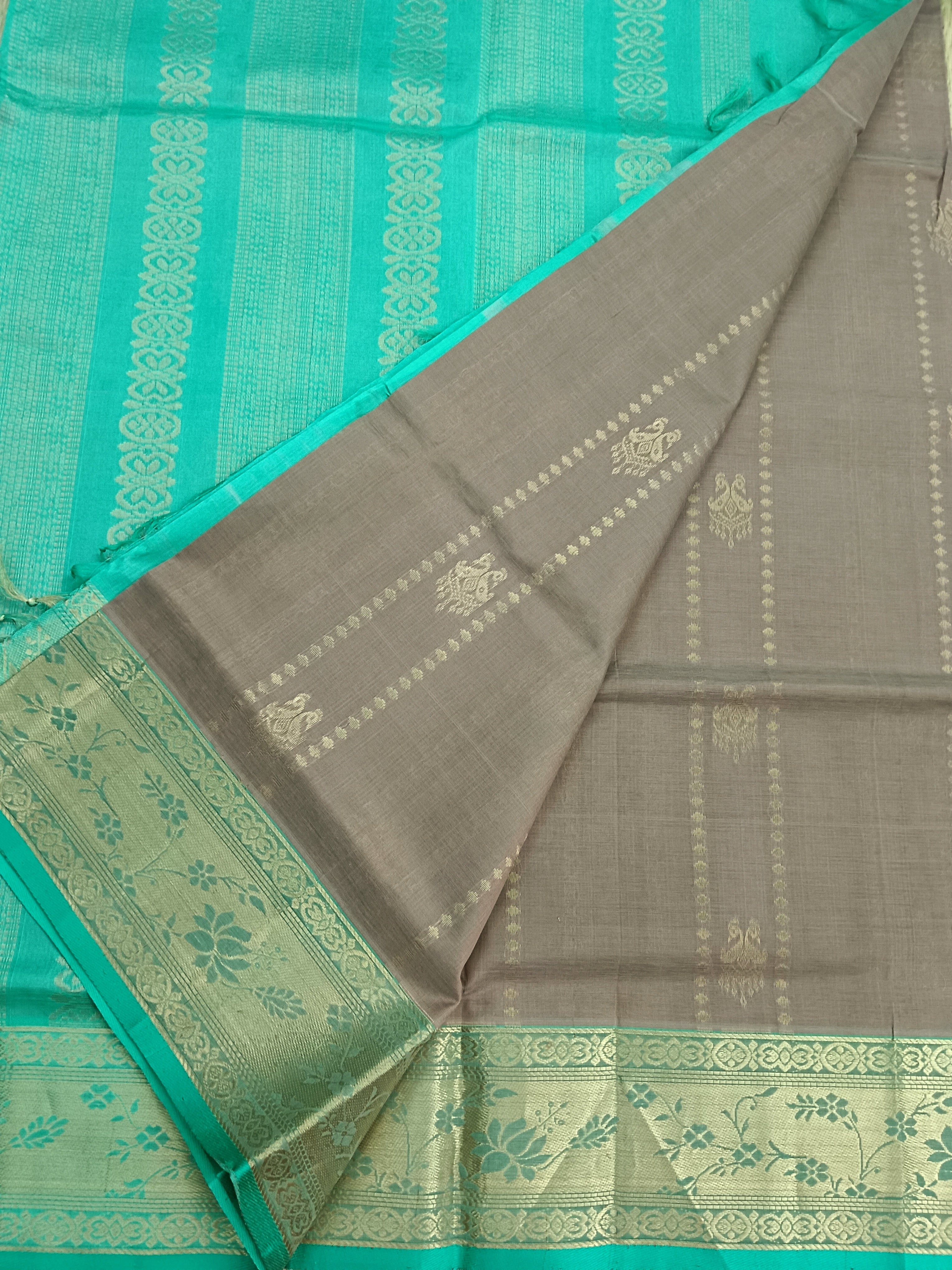 Handloom Kanchi  Silk Cotton -All over Design-Choclate brown- HSC49