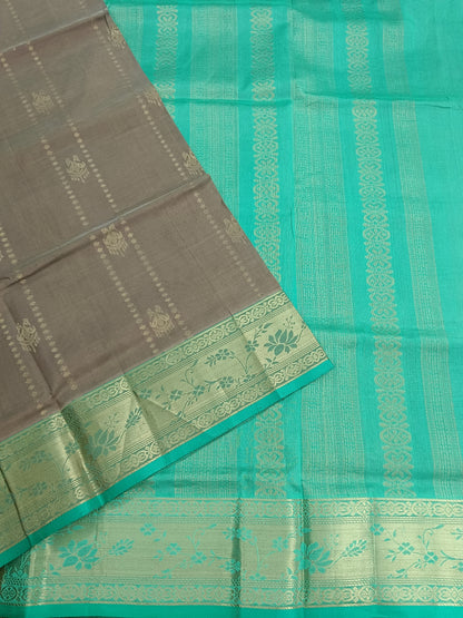 Handloom Kanchi  Silk Cotton -All over Design-Choclate brown- HSC49