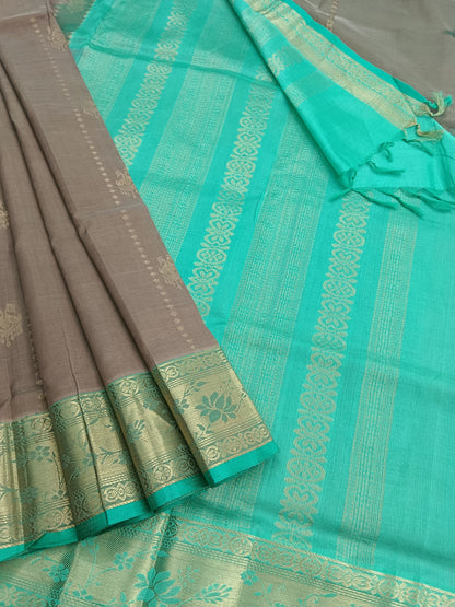 Handloom Kanchi  Silk Cotton -All over Design-Choclate brown- HSC49