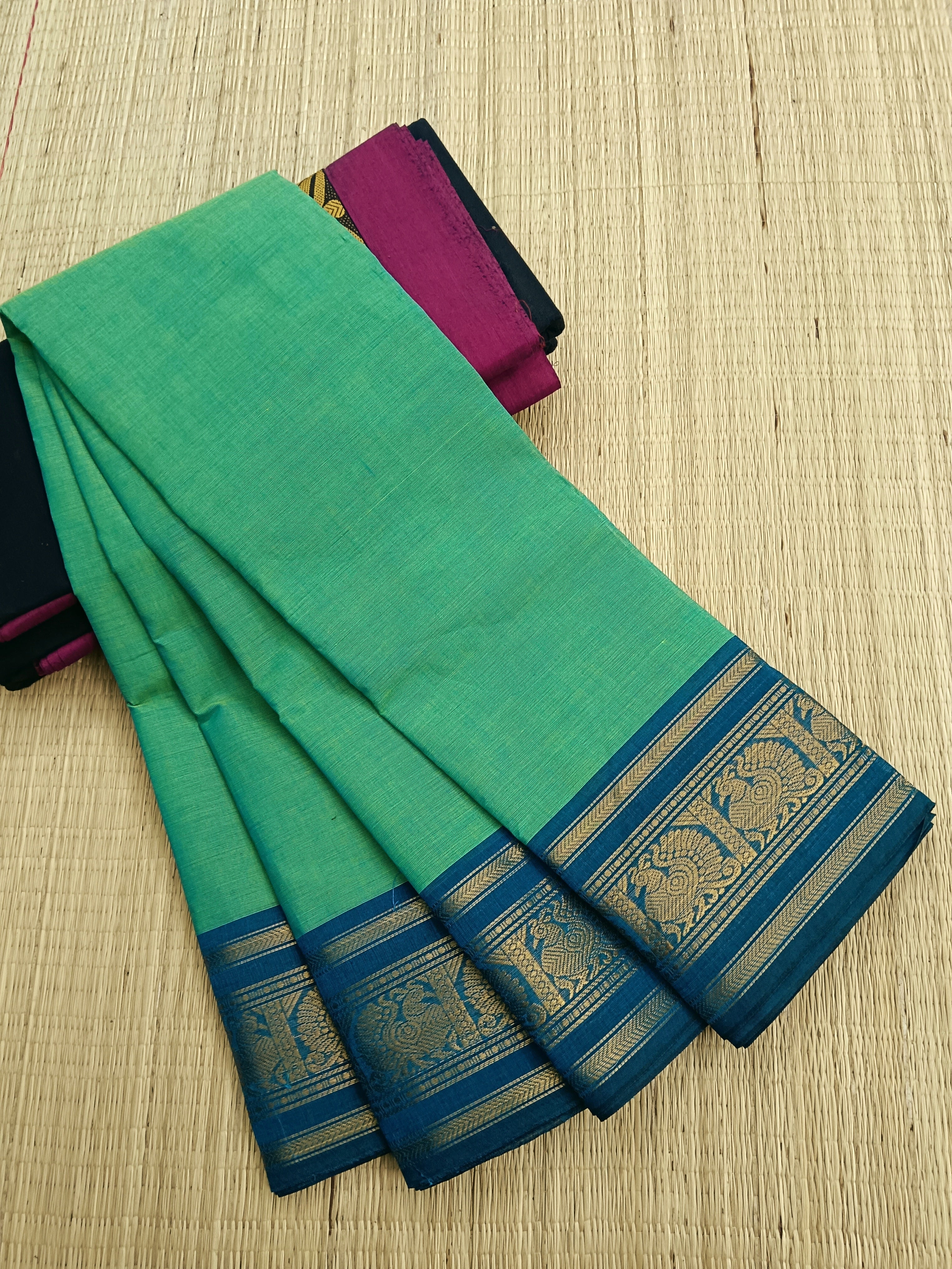 Kanchi Cotton - All Day Fusion -Green mixed Blue dual tone- KCAF41