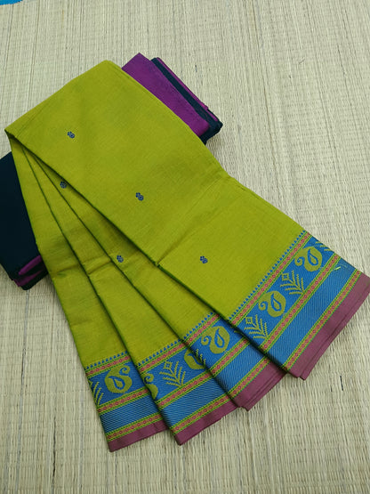 Chettinad Cotton -Office Wear -Yellow mixed Green- CCOW58