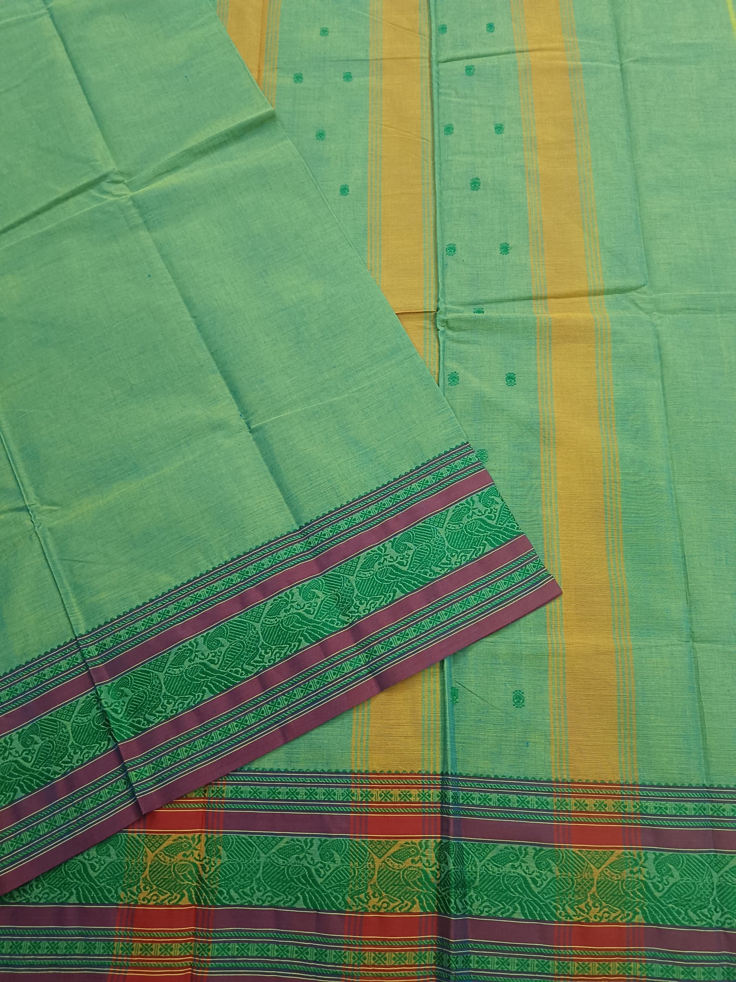 Chettinad Cotton -Office Wear -Green mixed Blue Dual tone- CCOW59