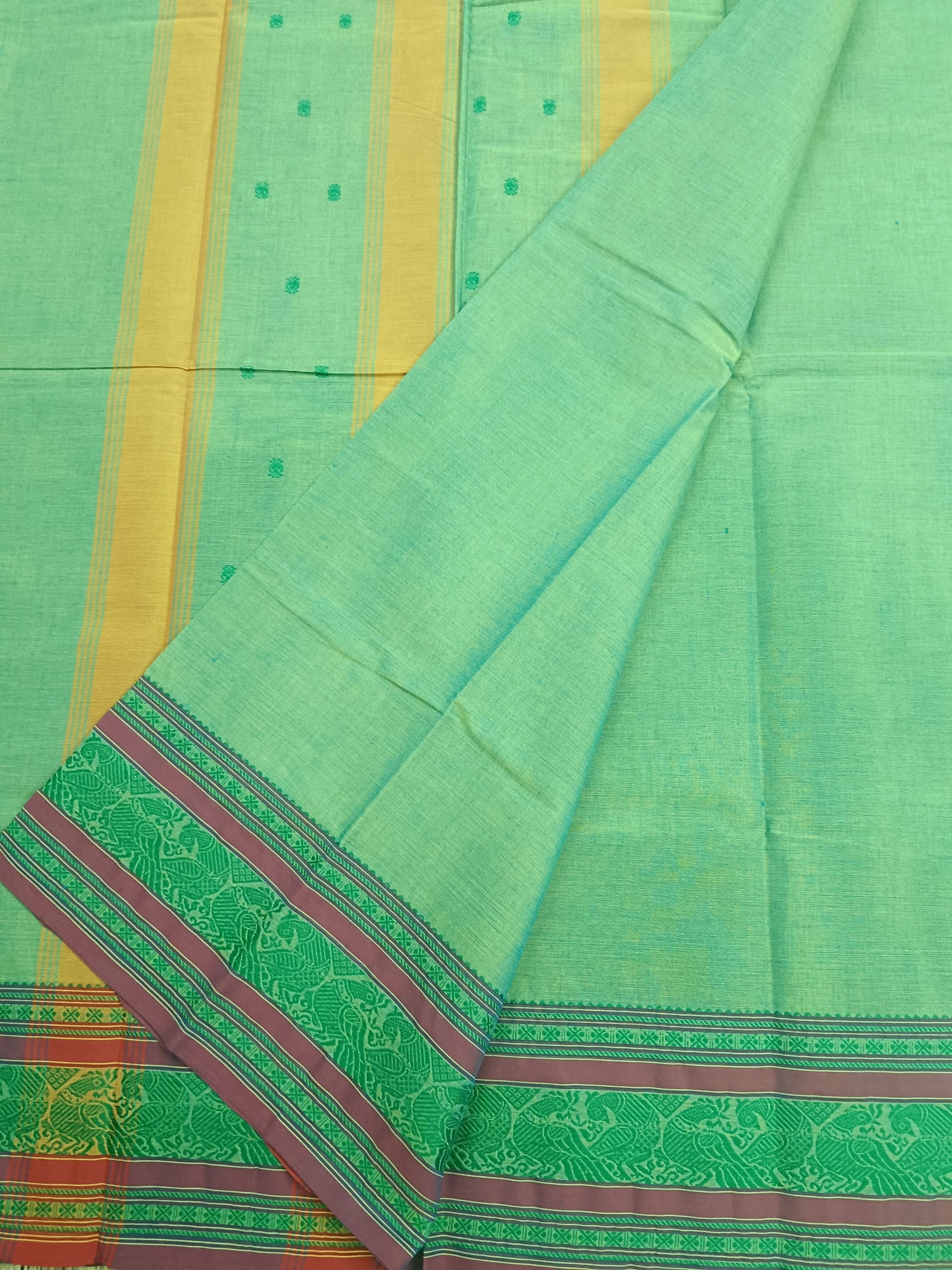 Chettinad Cotton -Office Wear -Green mixed Blue Dual tone- CCOW59