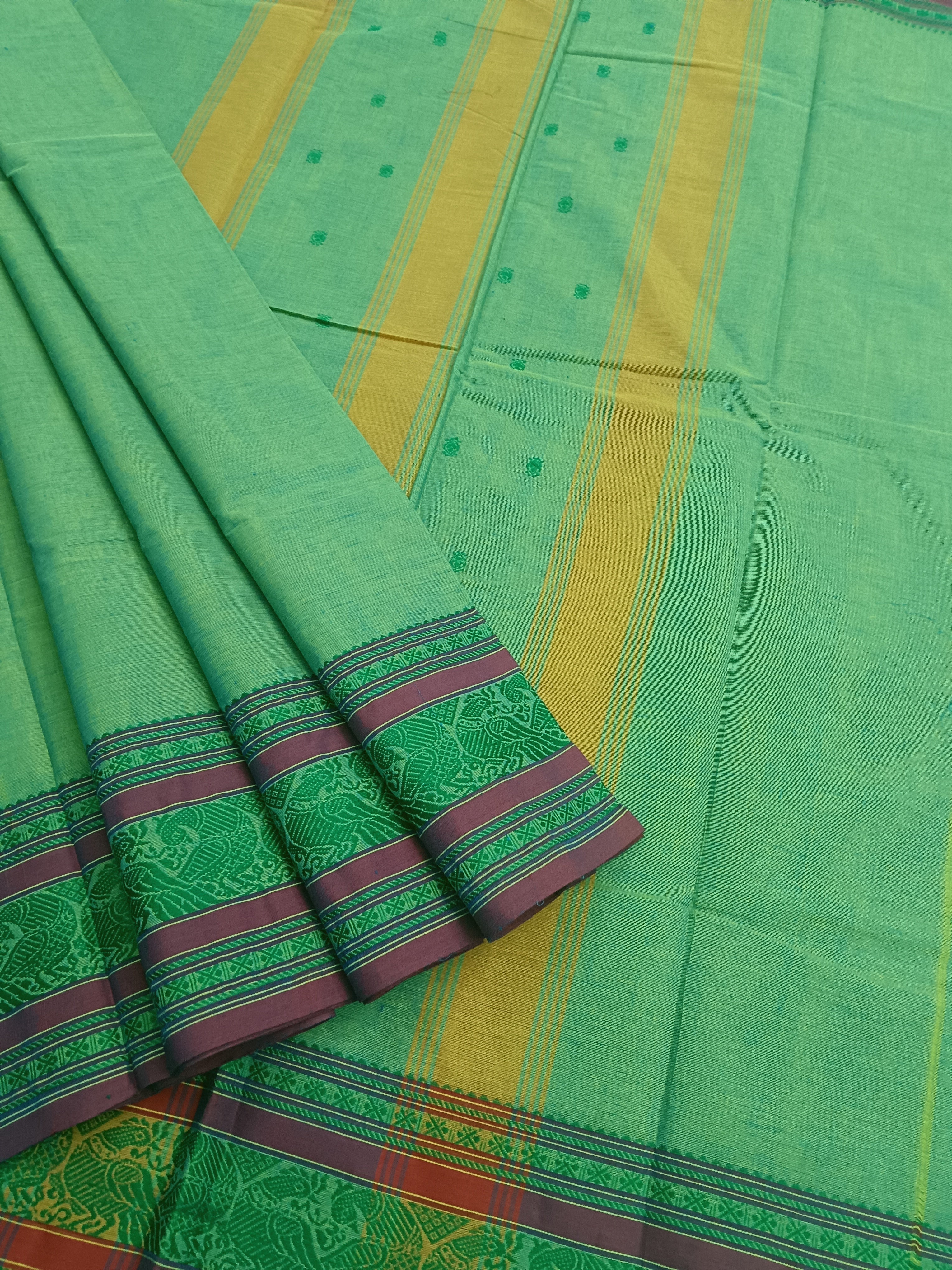 Chettinad Cotton -Office Wear -Green mixed Blue Dual tone- CCOW59