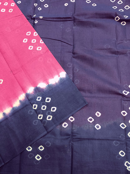 Madurai Sungudi Cotton -Pink- MS24