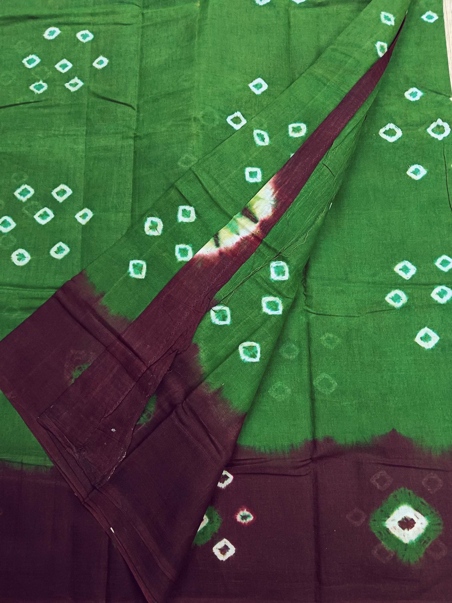 Madurai Sungudi Cotton -Olive green- MS23