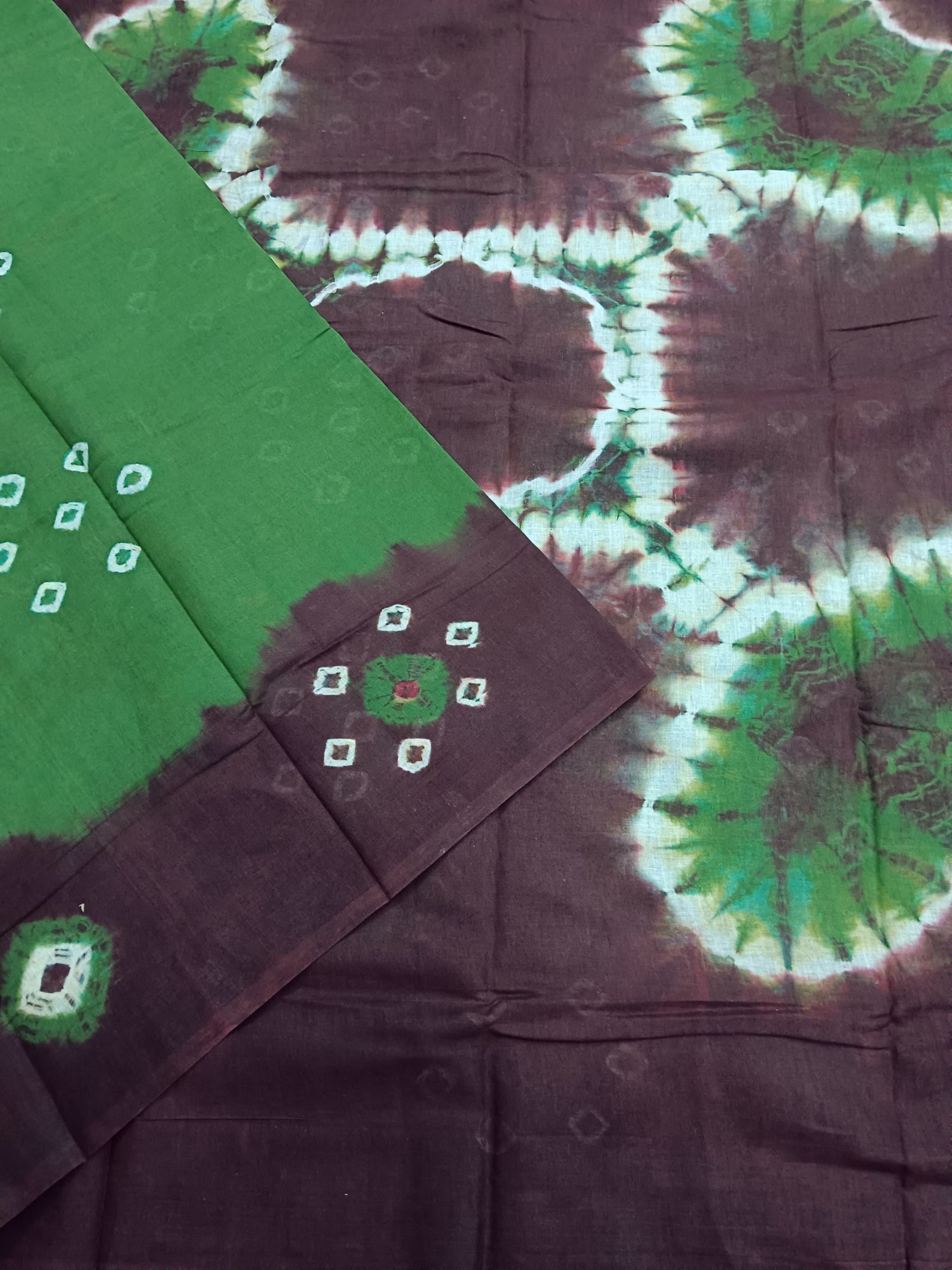 Madurai Sungudi Cotton -Olive green- MS23