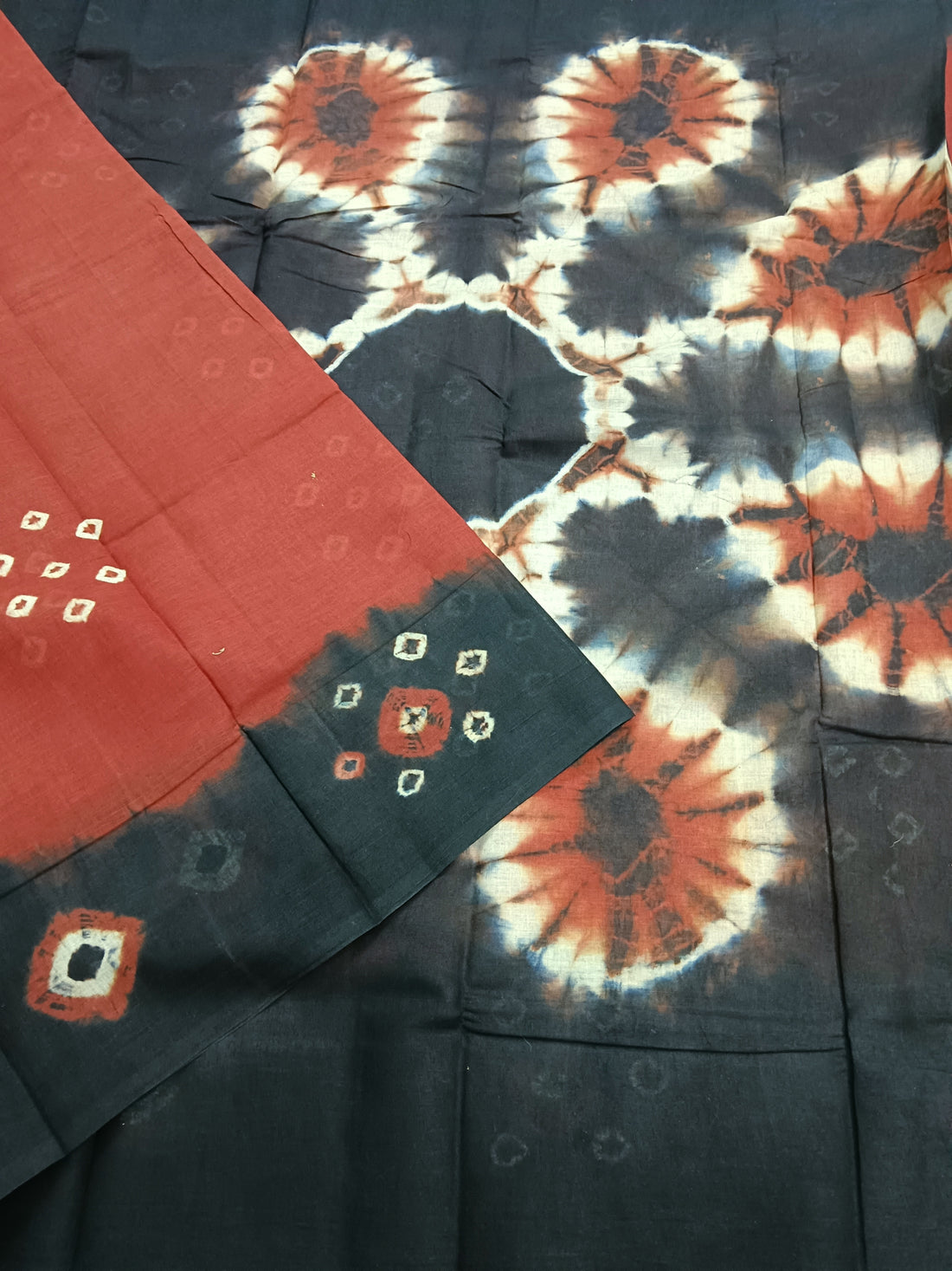 Madurai Sungudi Cotton -Brick - MS22