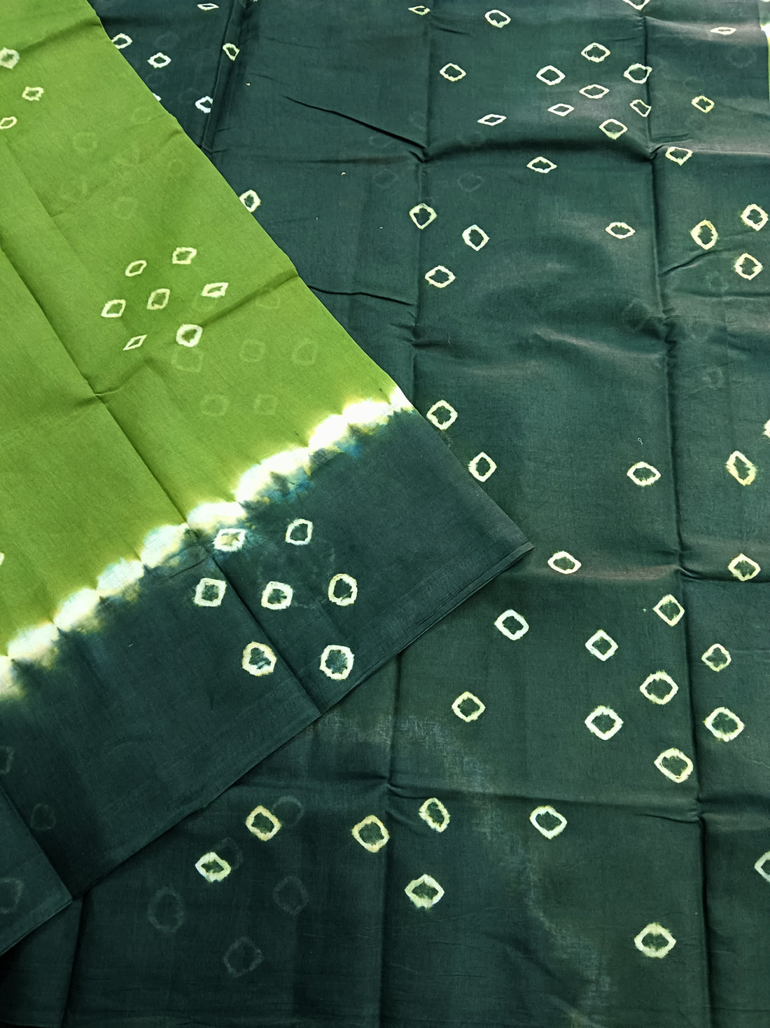 Madurai Sungudi Cotton -Olive green- MS19
