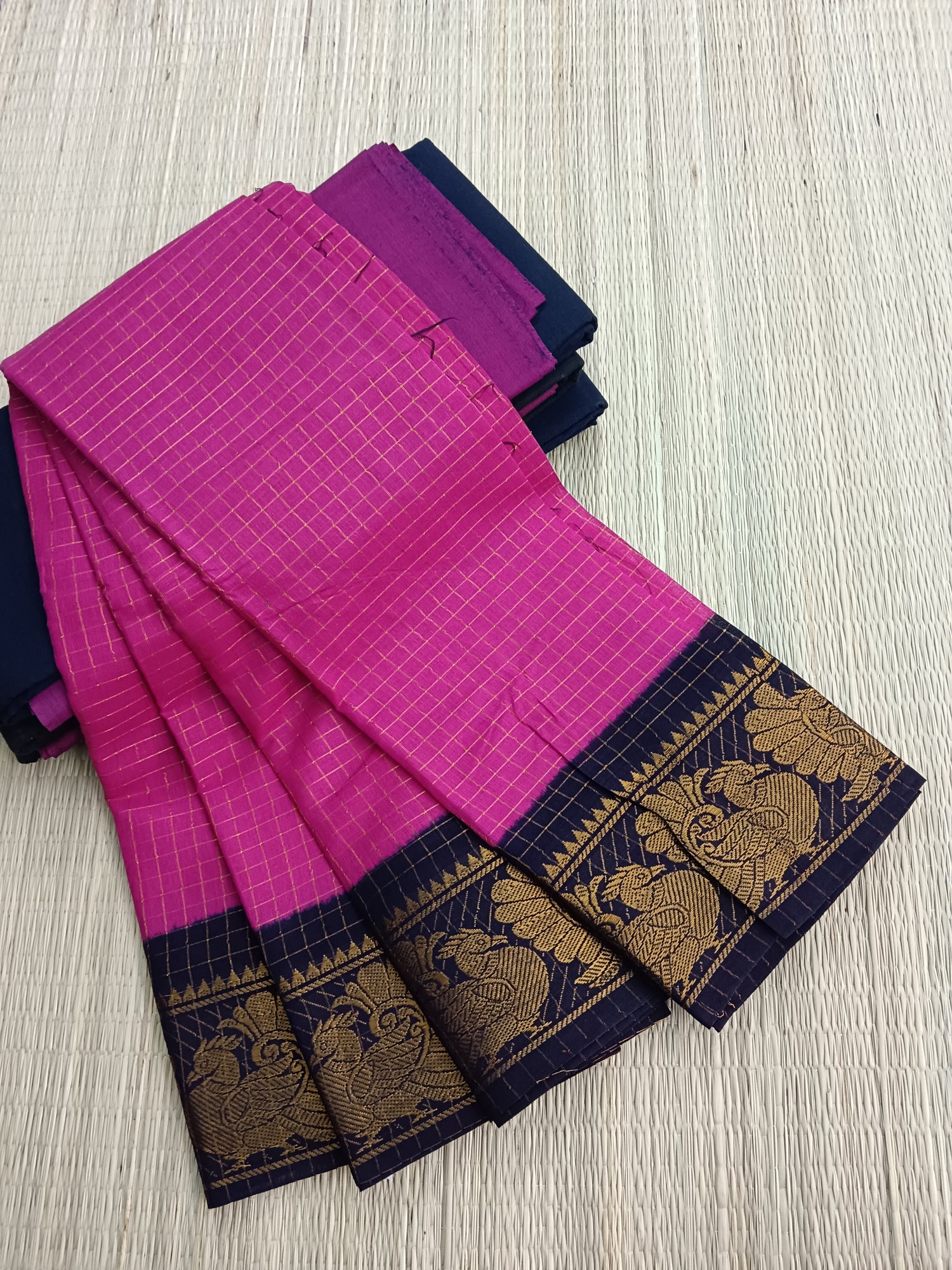 Madurai Sungudi Cotton - pink- MS44