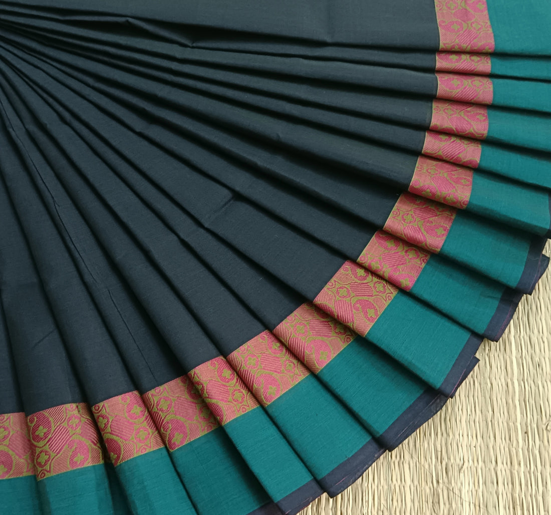 Chettinad Cotton -Daily Wear -Dark blue mixed green - CDW77
