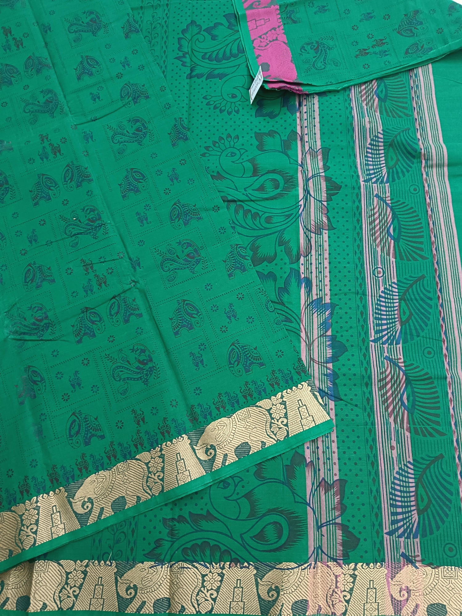 Chettinad Cotton - Printed - Green-17