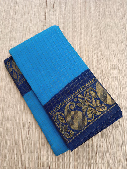 Madurai Sungudi Cotton -  Blue- MS38