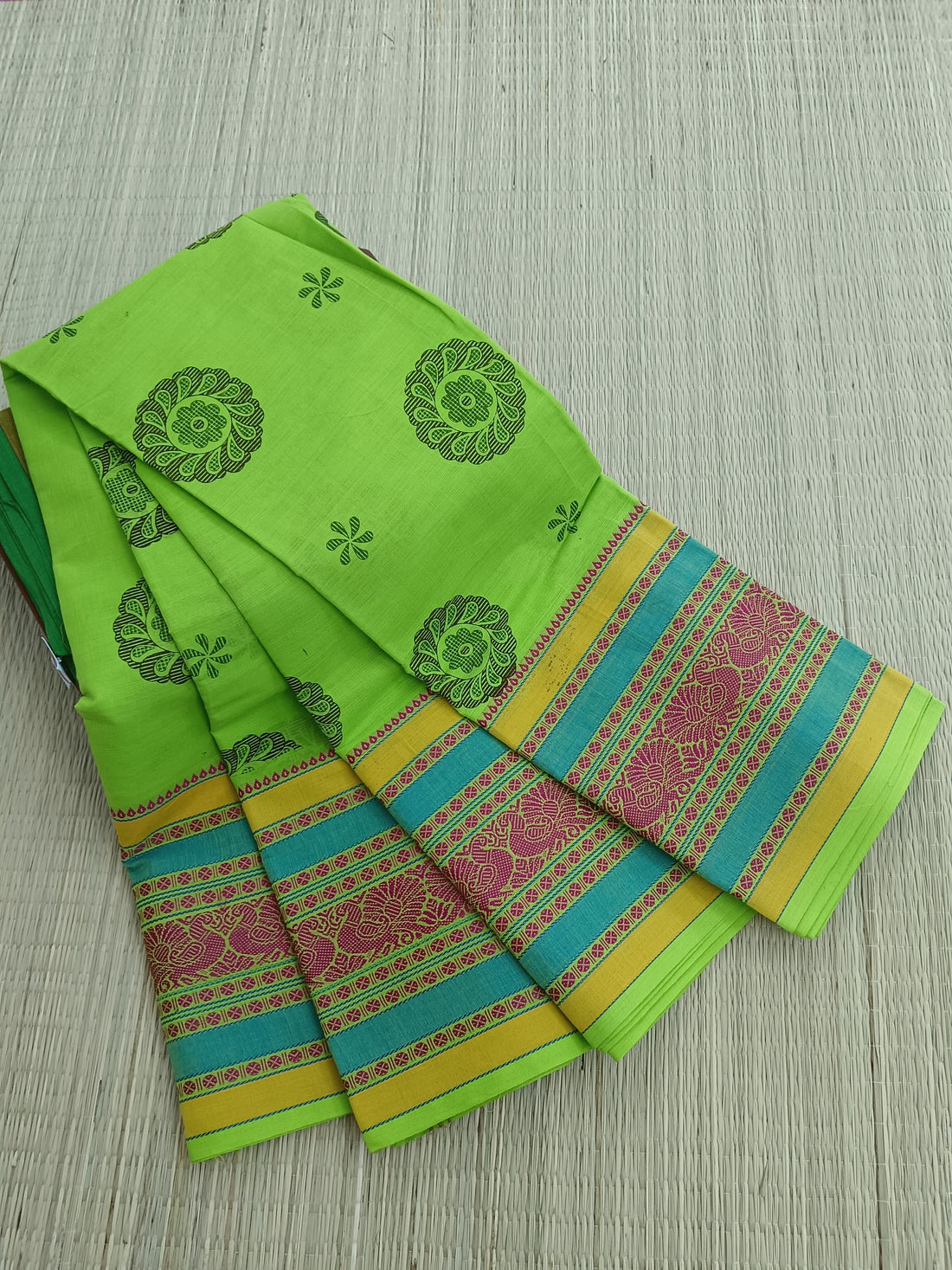 Chettinad Cotton - Printed -Neon  green- CPC 21