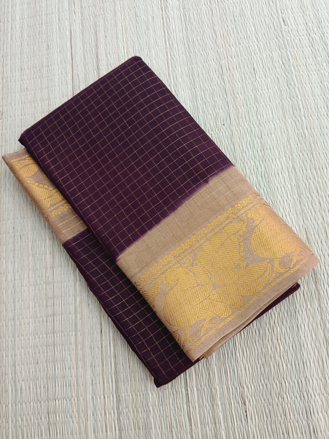 Madurai Sungudi Cotton - Brown- MS45