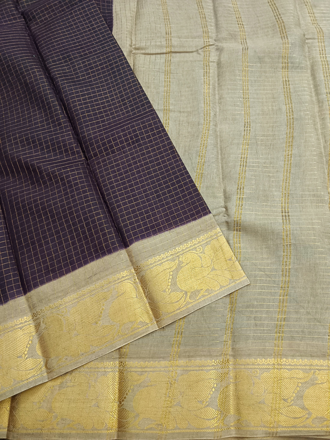 Madurai Sungudi Cotton - Brown- MS45
