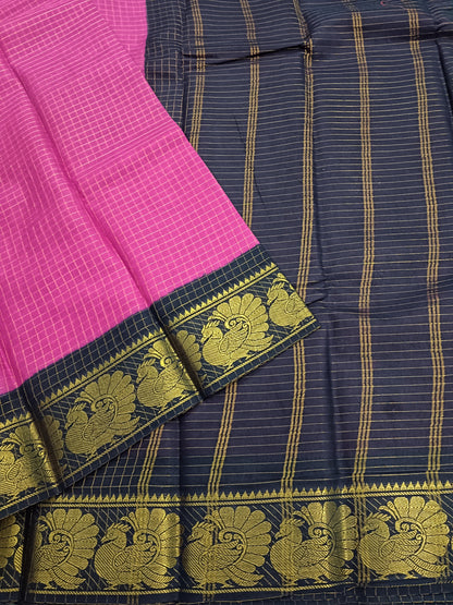 Madurai Sungudi Cotton - pink- MS44