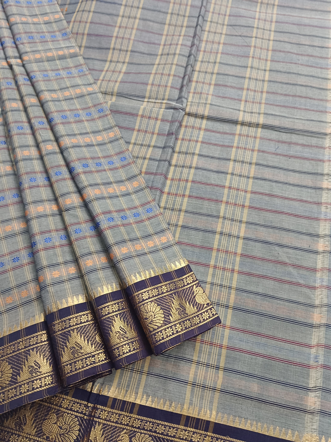 Kanchi Cotton - Festival Fusion-Maroonish grey- KCFABD124