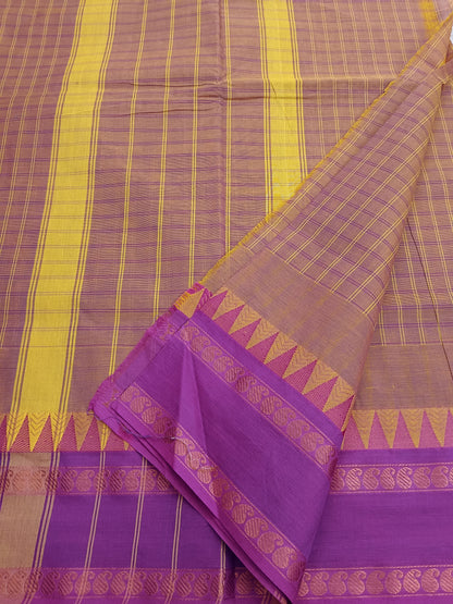 Kandangi Korvai Checks-Mustard yellow mixed mejantha- KKC39