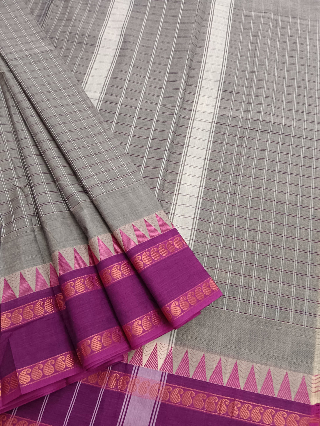 Kandangi Korvai Checks- Grey - KKC37
