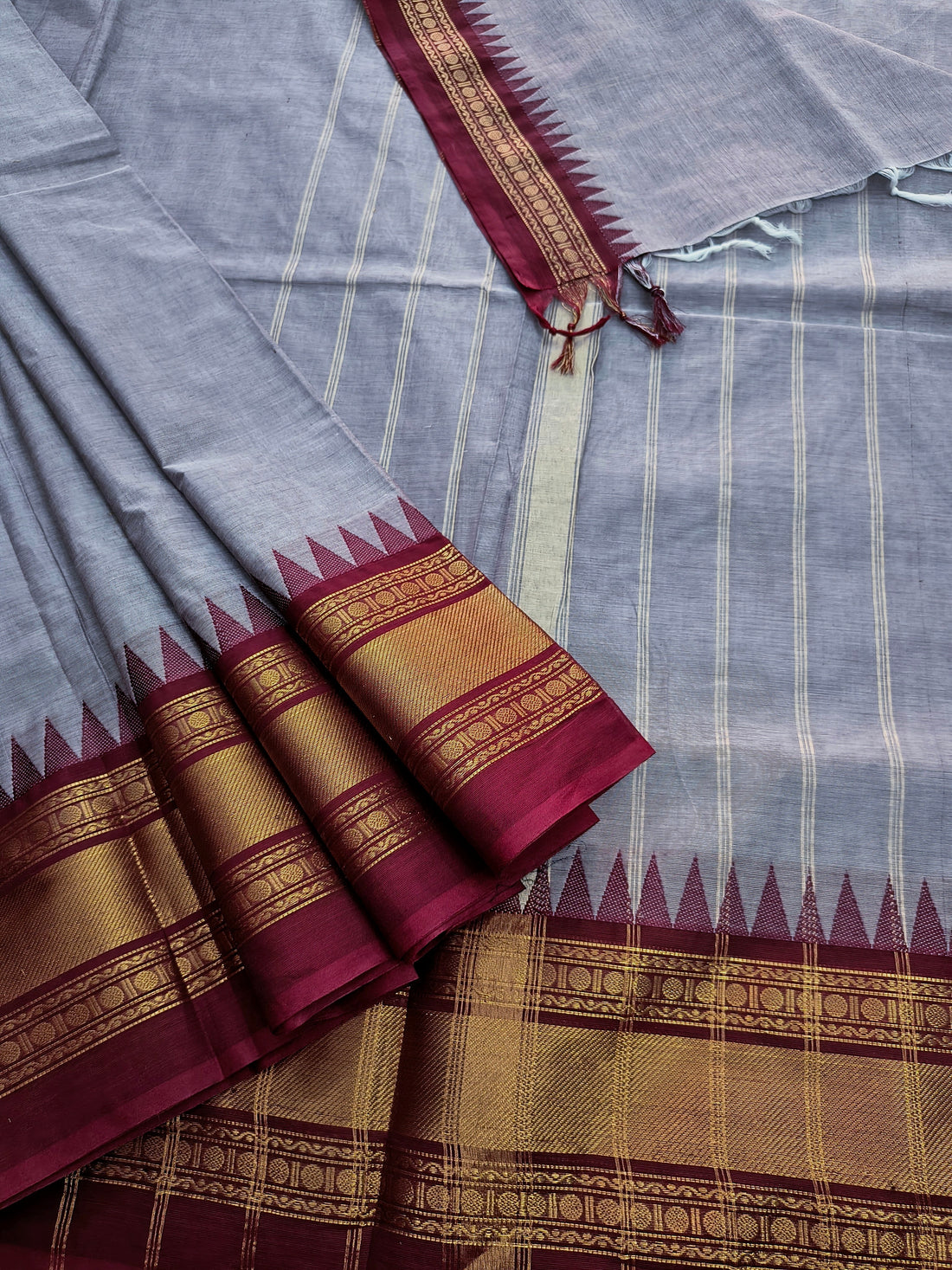 Kanchi Cotton - Festival Fusion -maroonish grey- KCFP132