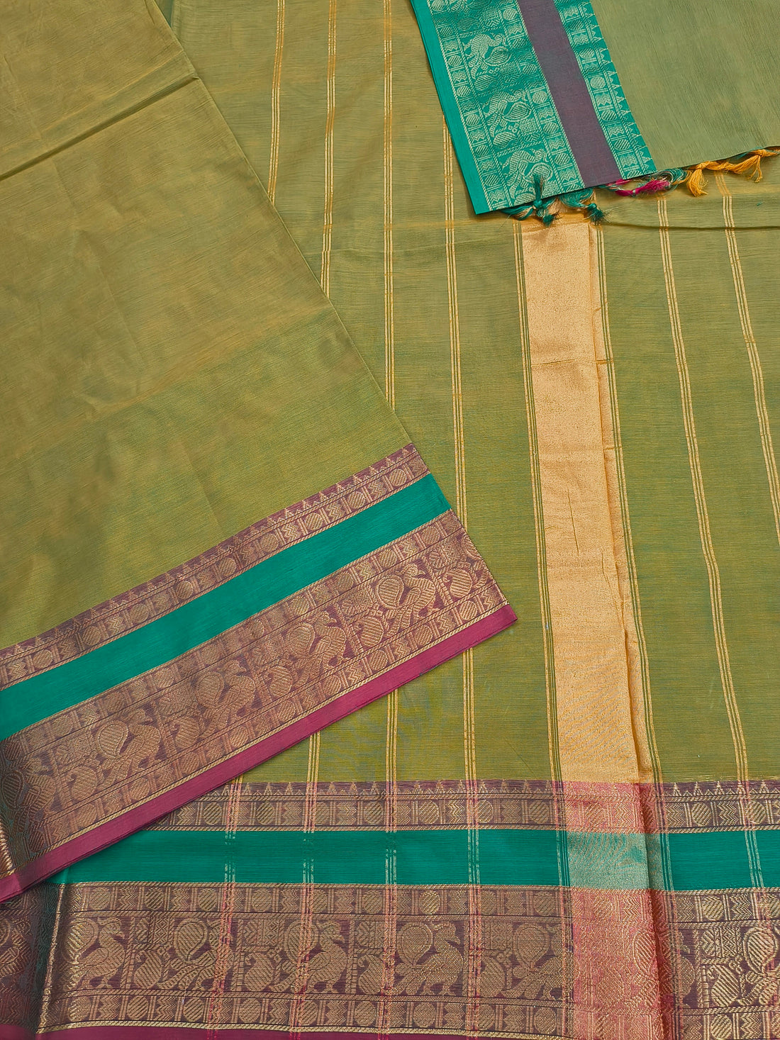 Kanchi Cotton - Festival Fusion -Yellow mixed green- KCFP134