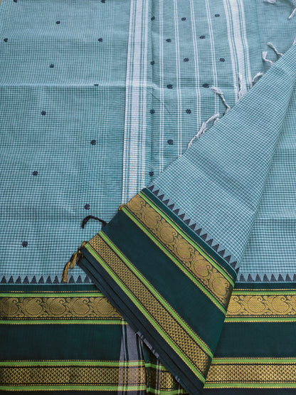 Kanchi cotton Korvai Checks Butta -Pastel green- KCKCB52
