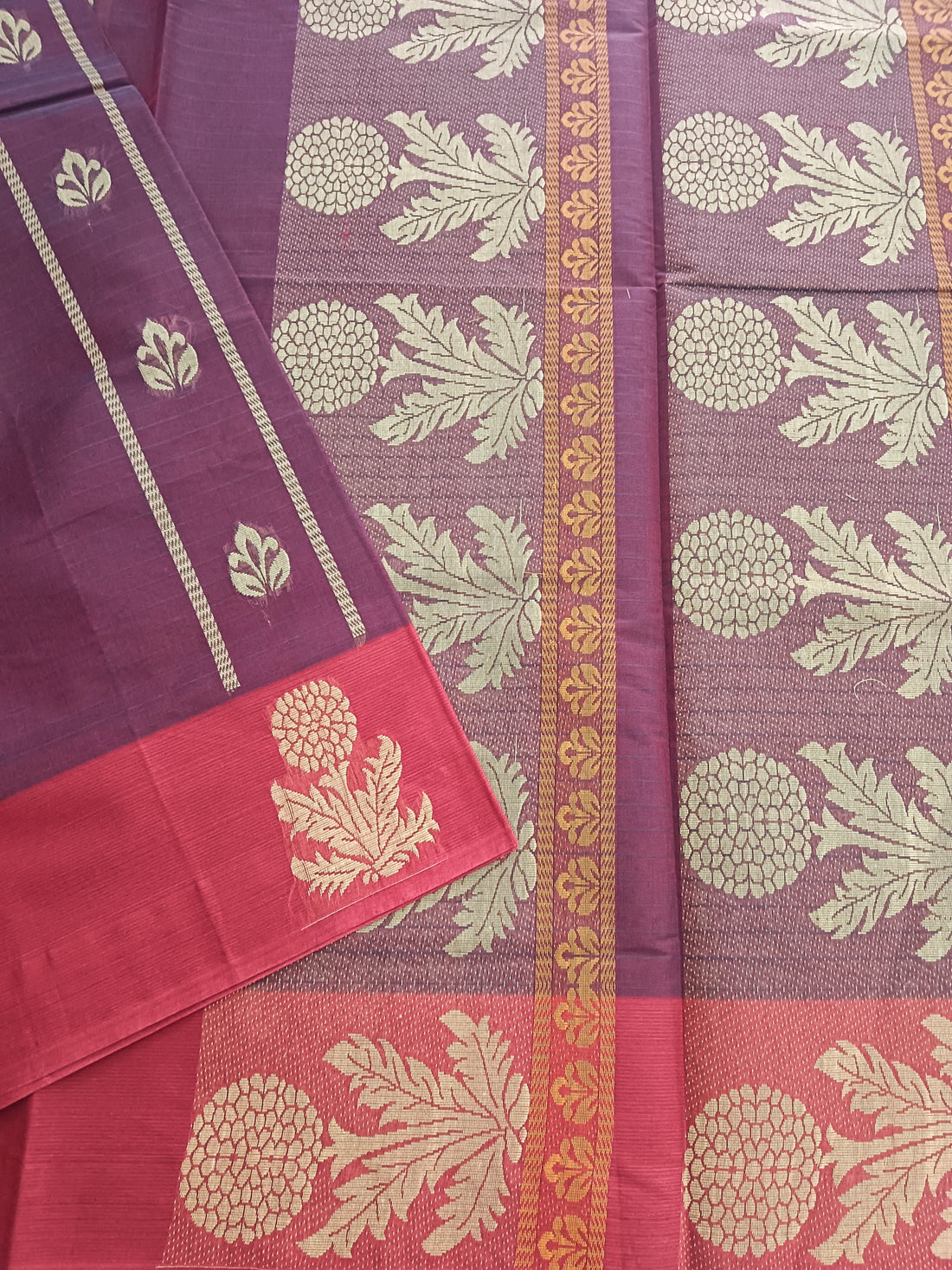 Negamam Cotton Saree -Reddish maroon- NC33