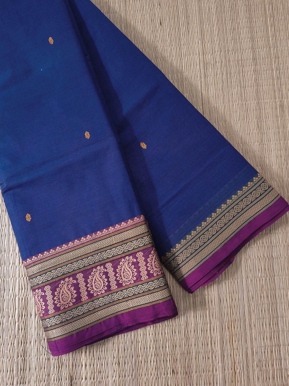 Chettinad Cotton -Office Wear -Dark Cobalt Blue - CCOW114