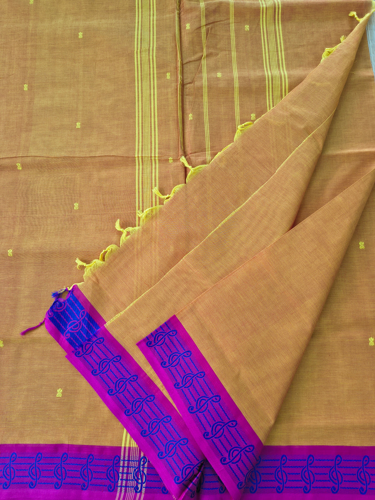 Chettinad Cotton -Office Wear -Lemon yellow mixed pink dual tone- CCOW108