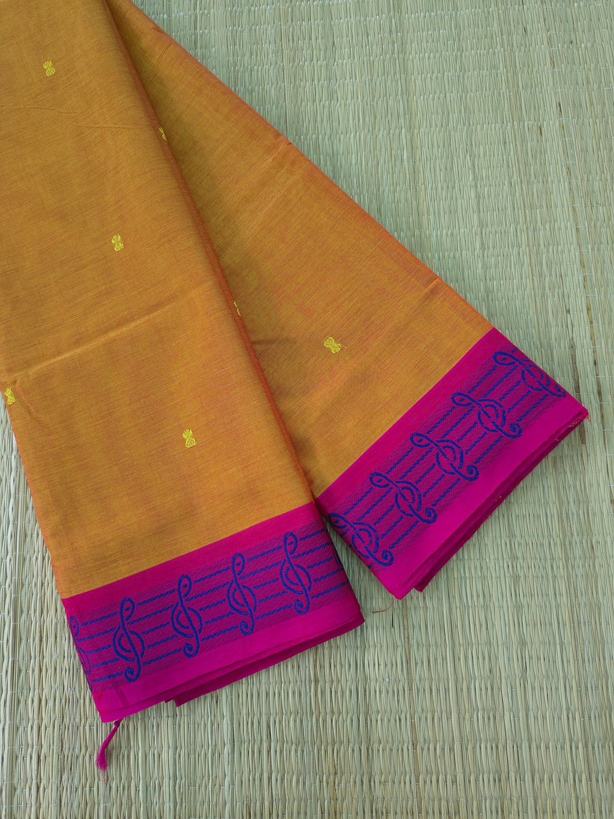 Chettinad Cotton -Office Wear -Lemon yellow mixed pink dual tone- CCOW108
