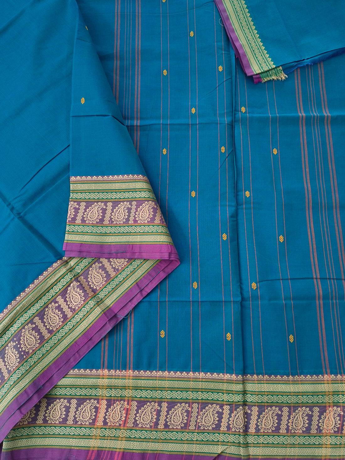 Chettinad Cotton -Office Wear -Rich teal blue- CCOW106