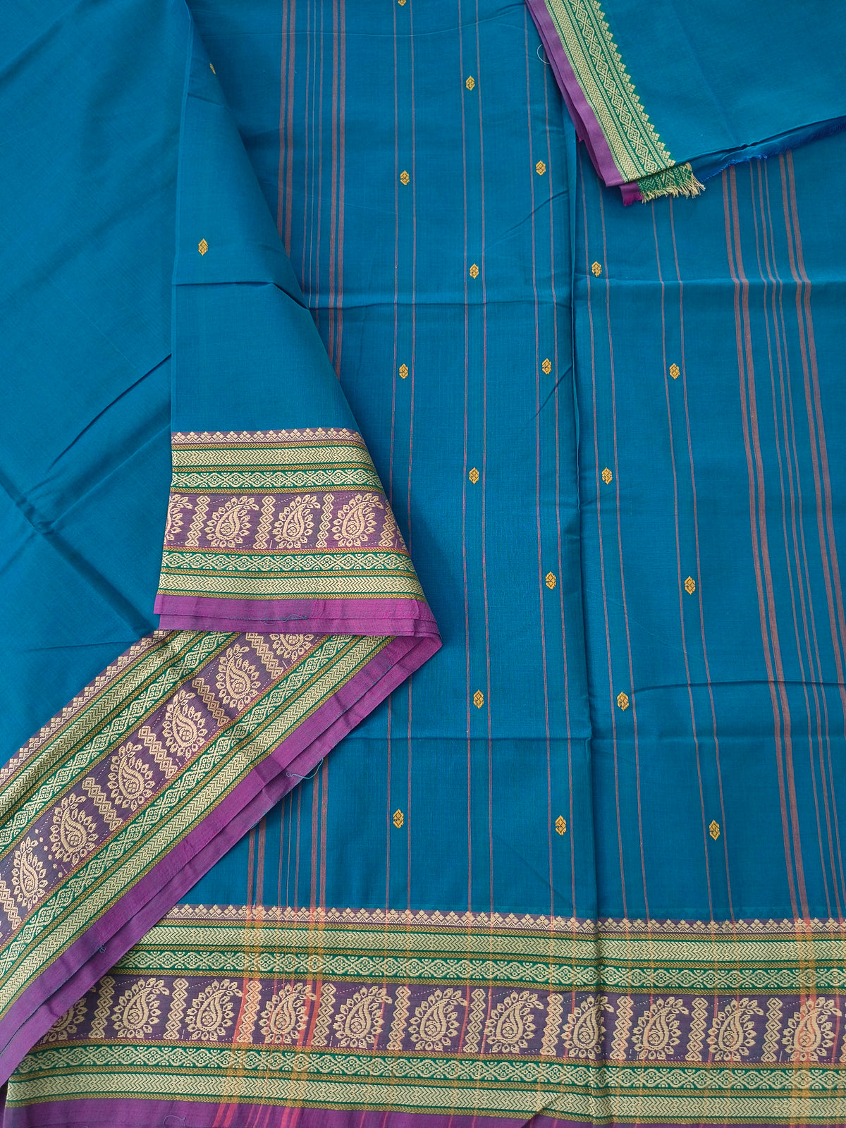 Chettinad Cotton -Office Wear -Rich teal blue- CCOW106