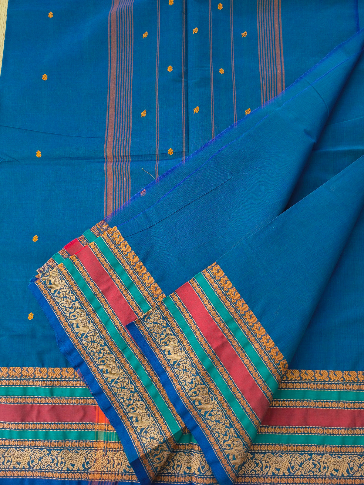 Chettinad Cotton -Office Wear -Deep peacock blue- CCOW105