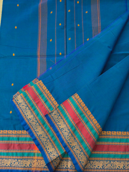 Chettinad Cotton -Office Wear -Deep peacock blue- CCOW105