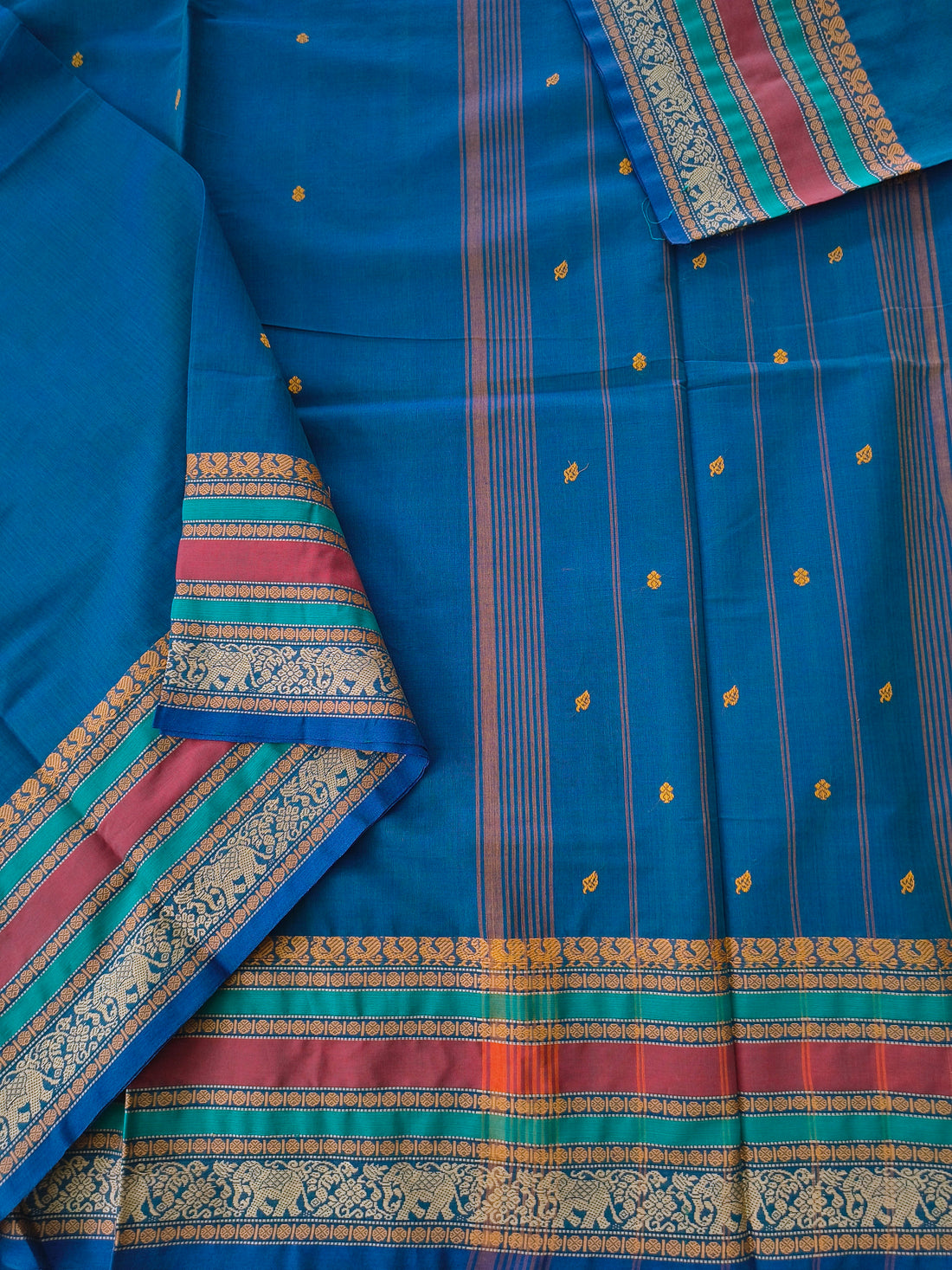 Chettinad Cotton -Office Wear -Deep peacock blue- CCOW105